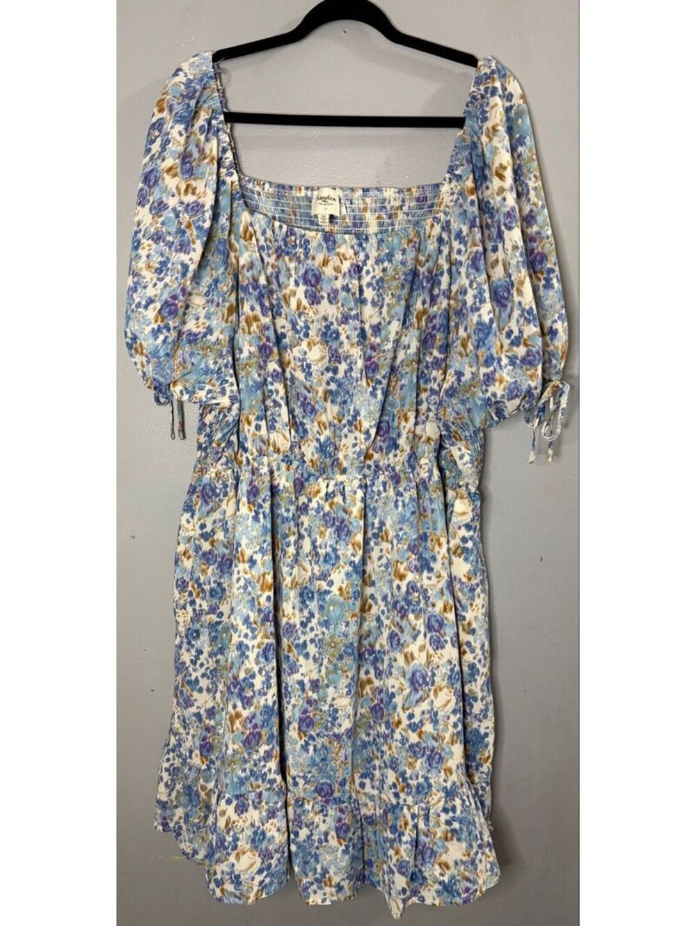 18. 3X Hayden Cinch Waist Floral puff sleeve cottagecore mini dress PTP 27